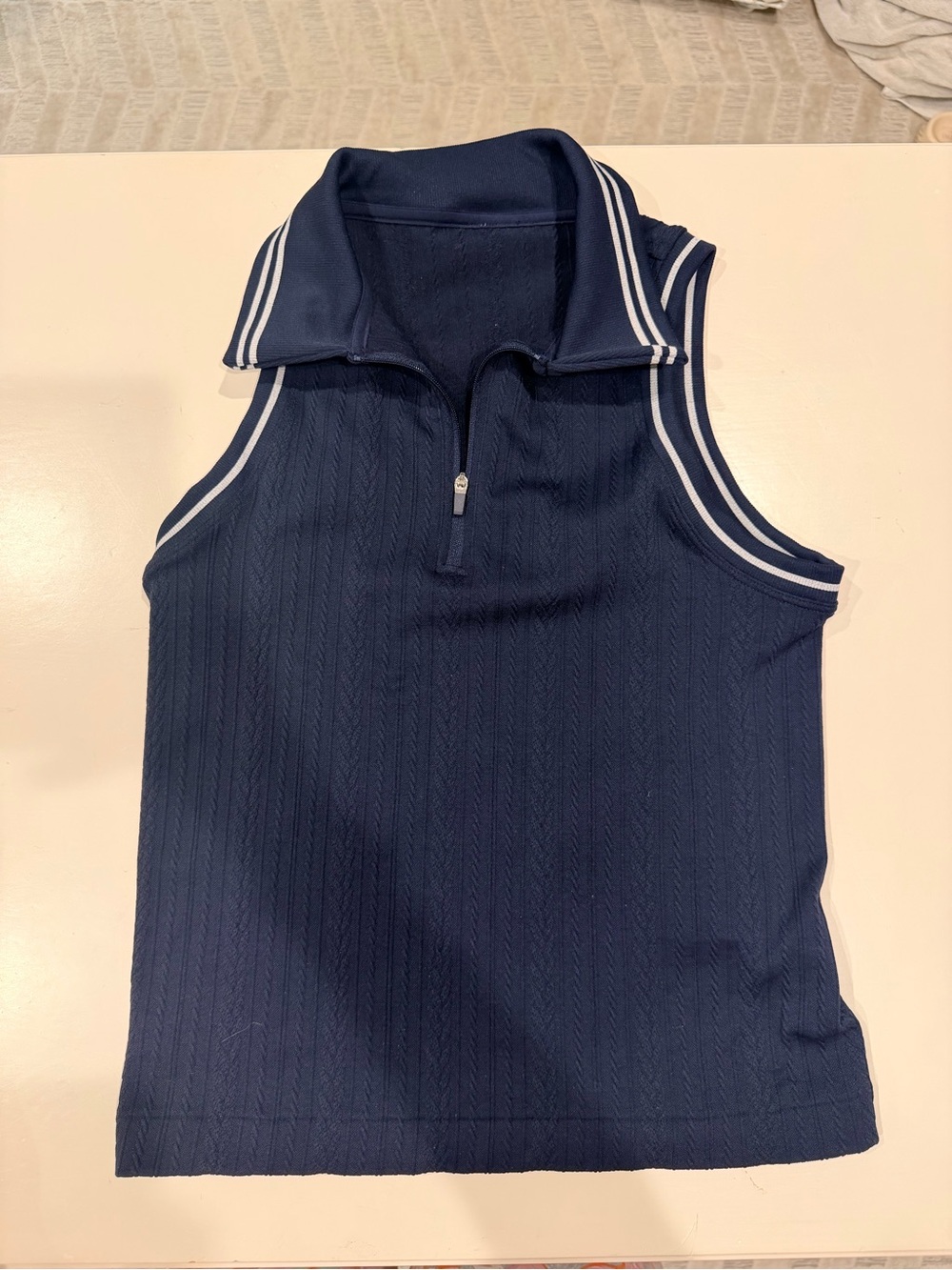 Navy all in motion Tennis skirt and top with White Stripe Detail - Picture 2 of 3